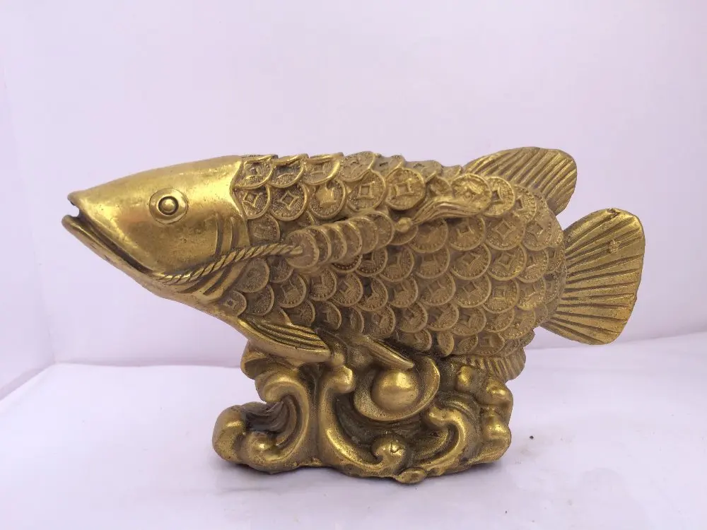 antique antiques chinese brass Carve fish statuein Statues