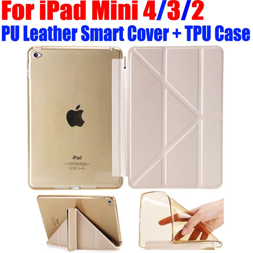 10X Ultrathin Smart Cover For iPad Mini Transform PU Leather Case + TPU translucent back Case for Apple iPad Mini 4 3 2 im416 apple-ipad-case : image 10X Ultrathin Smart Cover For iPad Mini Transform PU Leather Case + TPU translucent back Case for Apple iPad Mini 4 3 2 im416 apple-ipad-case