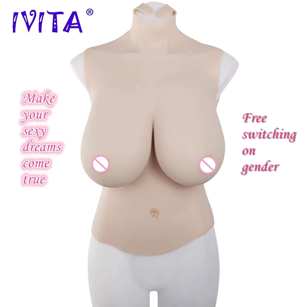 IVITA Realistic Silicone Breast Forms Fake Boobs False Breasts For Crossdresser Drag Queen Shemale Transgender Fashion Bodysuit IVITA Realistic Silicone Breast Forms Fake Boobs False Breasts For Crossdresser Drag Queen Shemale Transgender Fashion Bodysuit