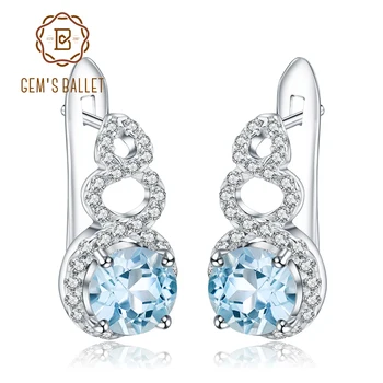 

Gem's Ballet 2.10Ct Natural Sky Blue Topaz Gemstone Stud Earrings 925 Sterling Silver Fine Jewelry For Women