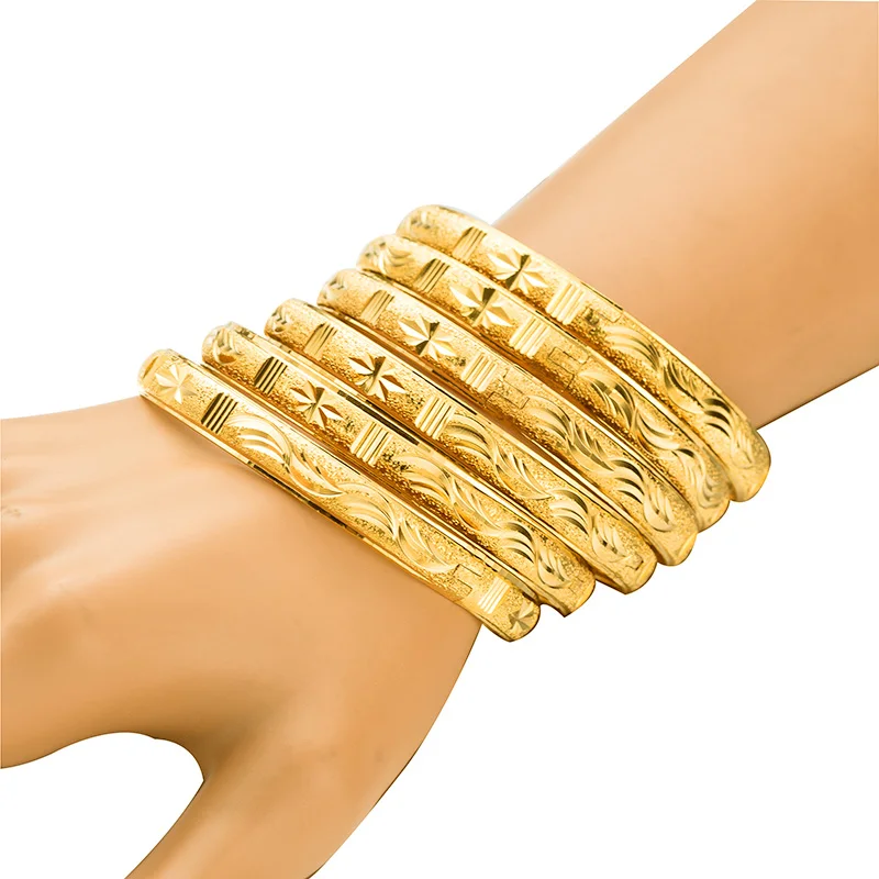 

Gold Color 6pcs/lot Ethiopian Jewelry Bangles Dubai Gold Jewelry Bangles For Women African Bangles & Bracelets for Women Gifts