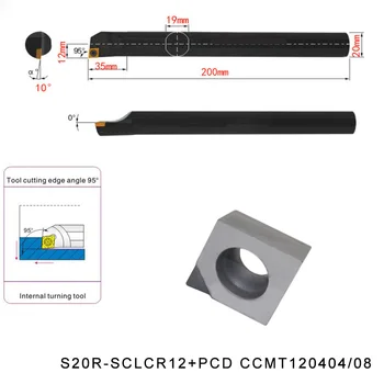 

S20R-SCLCR12+CCMT120404 PCD Insert Screw Type Internal Turning Tool 95 Degree CNC Lathe Cutting Tool Holder