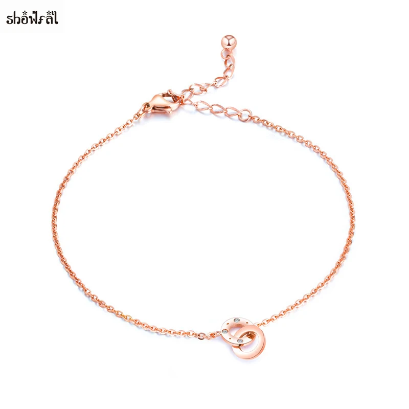 

Double Round Circle Ankle Bracelet Stainless Steel Titanium Metal Anklet Beach Chain Crystall Anklets Beach Fashion Jewelry 2018