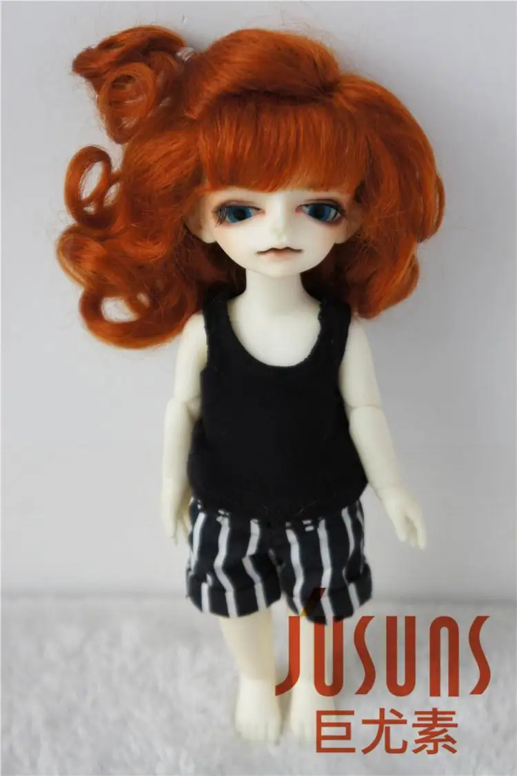 JD242 1/8 1/12 парик для куклы мохеровый милый ребенок курчавый BJD мохеровые парики Размер 4-5 дюймов 5-6 дюймов аксессуары для кукол - Цвет: 4 to 5inch carrot