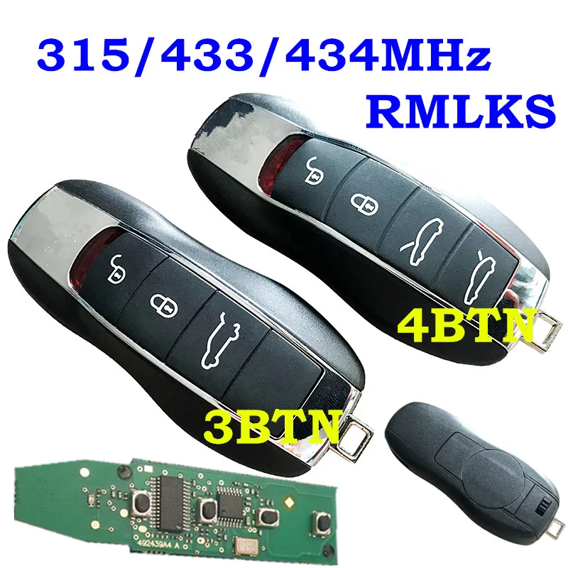 

RMLKS New Replacement Remote Control Key Fob 3 4 Button Smart Car Key Full Complete Key 315 433 434 MHz Chip Key For Porsche Key