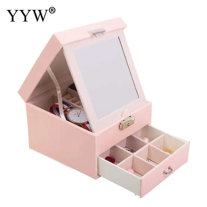 Jewelry Box Watch Bracelet Travel Jewelry Organizer With Lock And Mirror Gift Women Girl Lockable Showcase Display Storage Box Jewelry Box Watch Bracelet Travel Jewelry Organizer With Lock And Mirror Gift Women Girl Lockable Showcase Display Storage Box