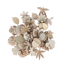 50 шт. цветы и листья украшения лазерная резка деревянный ломтик висячие украшения ручной работы Дерево DIY ремесла украшение дома