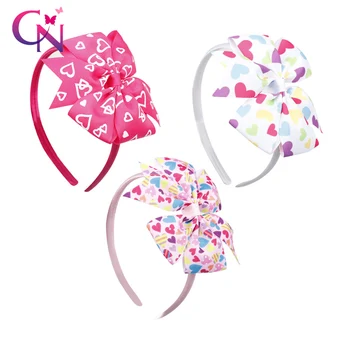 

CN Hair Accessories Hair Bands Headbands For Girls Print Bowknot Hairband 6 Pcs/Lot Valentine's Day 4 Inch Bow Hair Band