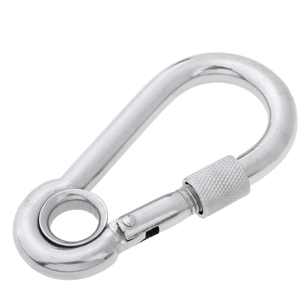 Perfeclan 316 Stainless Steel Safety Carabiner Spring Screwgate with Eyelet Dog Walking Keychain Buckle Spring Load Clip