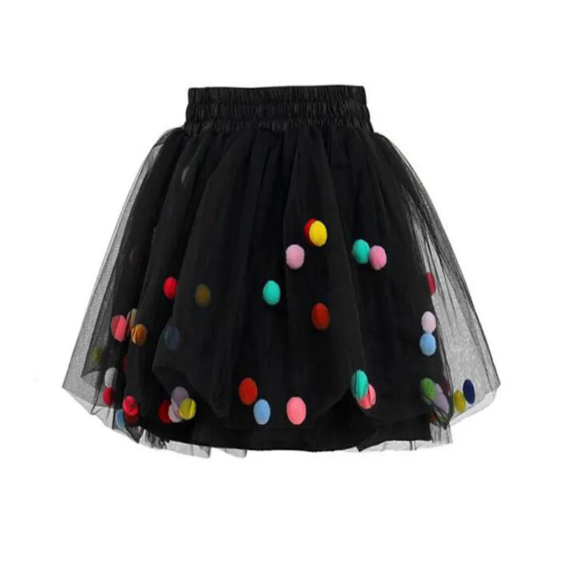 

Colorful Baby Girls Prom Skirts Kids Elastic Waist Pompon Pettiskirt Tulle Mini Princess Girl Skirt Children Clothing