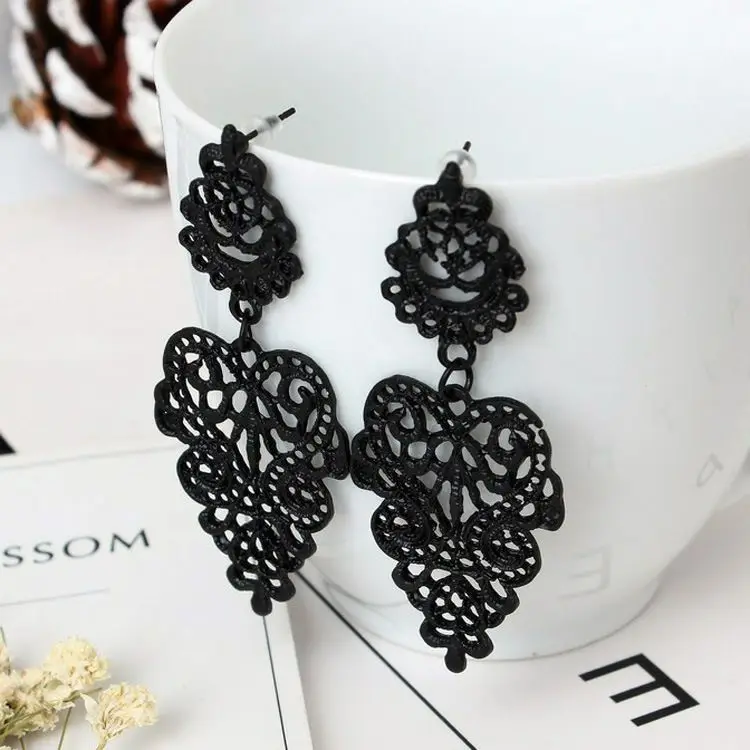 Bohemian Long Statement Tassel Drop Earrings for Women Luxury Resin Beads Tassel Earrings 6 Color Choice Jewelry Gift - Окраска металла: e10-Black