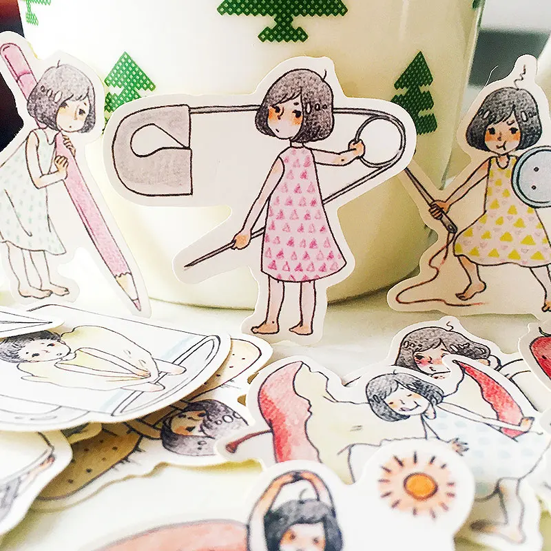 

Pocket Tent Lead Girl Sticker Decoration Stationery Sticker Diy Ablum Diary Scrapbooking Label Sticker Kawaii Stationery
