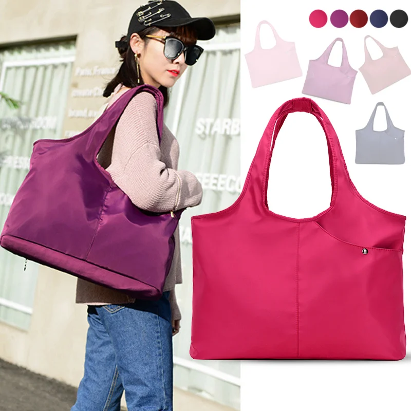 

1 Pcs Women Lady Shoulder Bag Handbag Solid Color Waterproof Zipper for Travel Shopping OH66