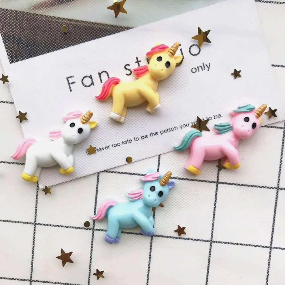 

10pcs/lot flatback resin unicorn cabochons kawaii planar resin cartoon free shipping Earrings and brooches DIY