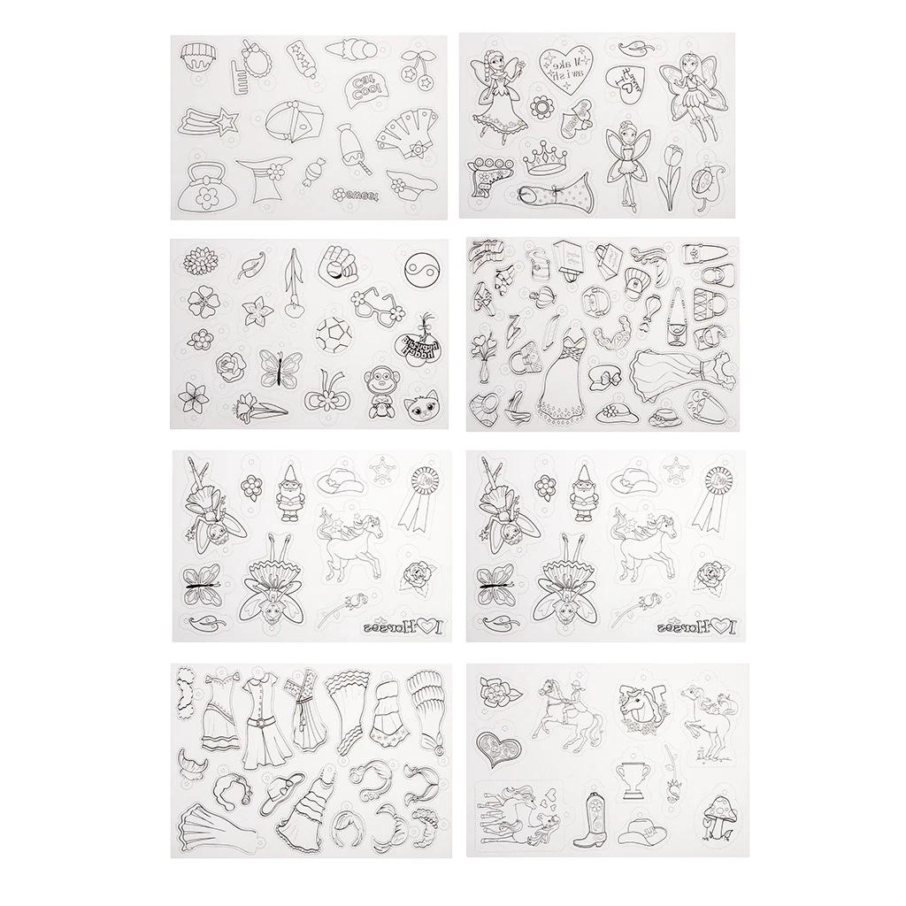 8Pcs Multi Patterns Designs Shrink Film Art Paper Shrinkable Plastic Sheets