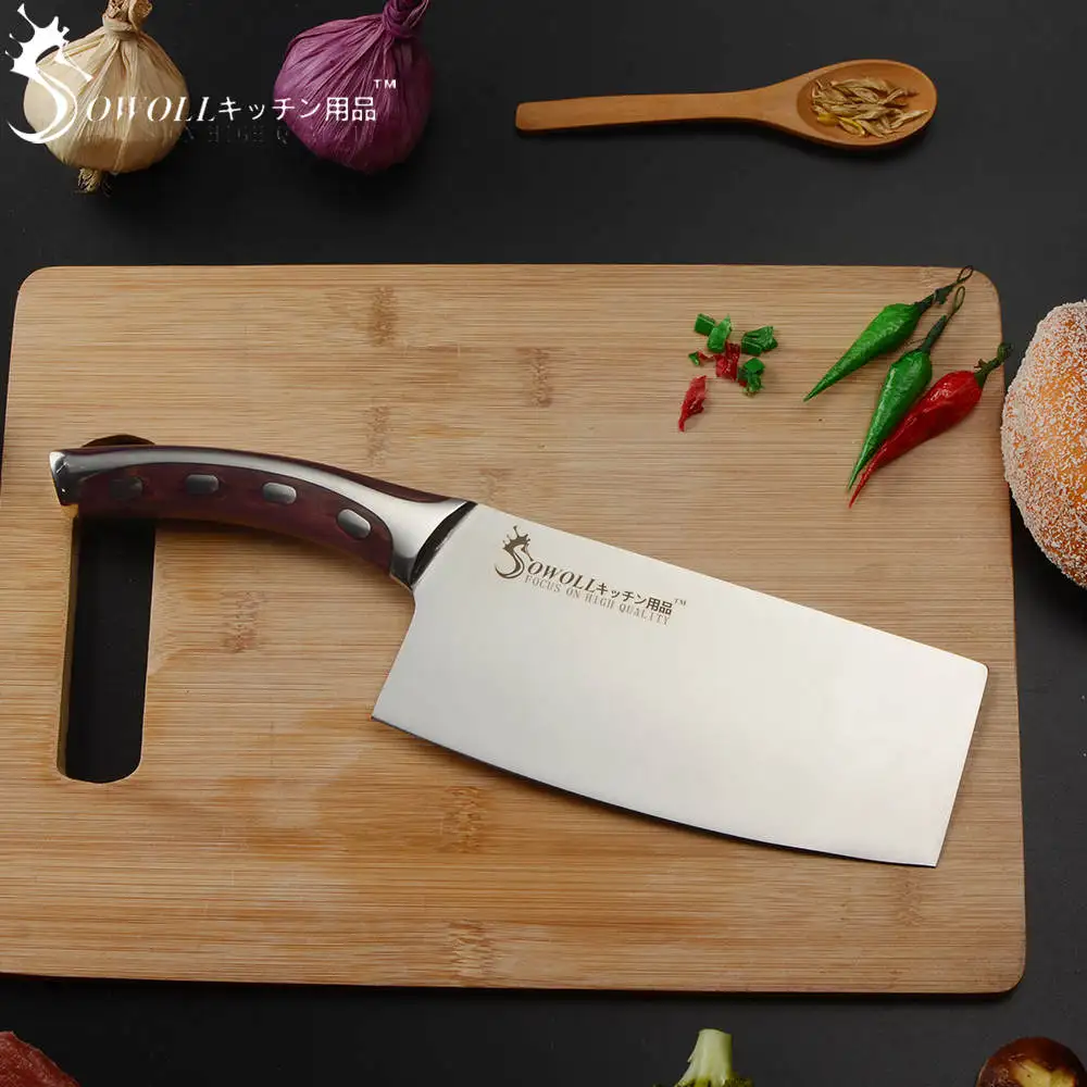 Кухонный нож Sowoll, 7 дюймов, японский нож шеф-повара, нескользящая ручка из полимерного волокна, качественный нож из нержавеющей стали, умный Нож Для Резки