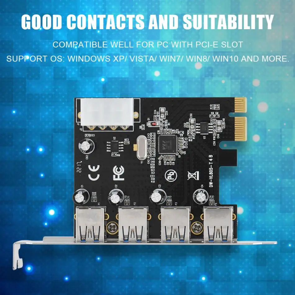 Плата расширения PCI USB 5 Гбит/с Ultra плата E на 4 x 3 0 адаптер карты экспресс