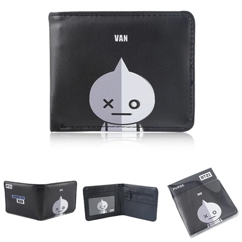 

High Quality Leather VAN Wallet Fashion Short Black Men Wallet Casual Men Wallets With Coin Pocket Purses Male Wallets