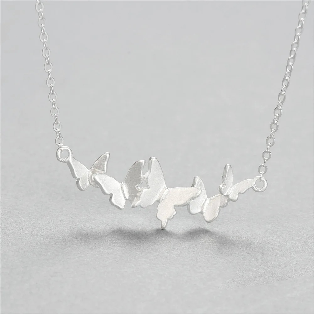 Butterfly 100% 925 Sterling Silver Necklaces & Pendant For Women Fashion Lady Prevent Allergy Sterling-silver-jewelry
