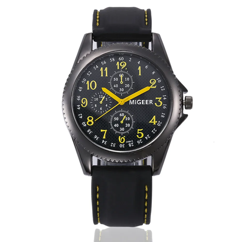 

MIGEER Men's silicone stainless steel watch 2018 Black digital stainless steel gear dial Sport Cool Quartz Hours Wrist watch a7