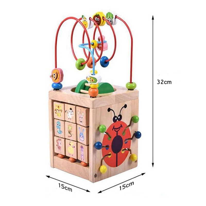 Мульти-функция 6 в 1 деревянная Математика вокруг бисера лабиринт буквы распознавание Abacus часы Обучающие Развивающие игрушки для
