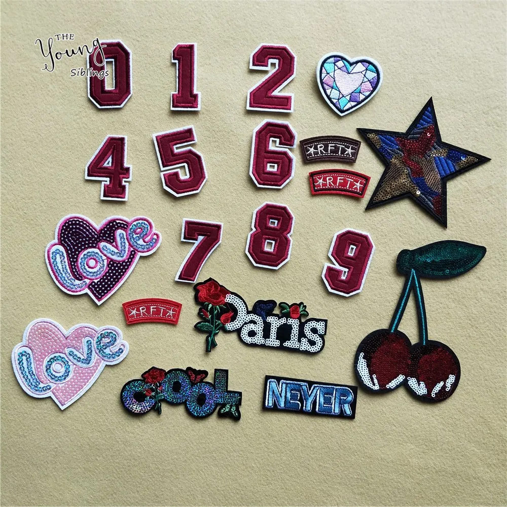 

New Fashion Hot melt adhesive iron Patches Number Letter Cartoon Embroidery Stickers Sewing Badge DIY Jeans Clothing accessorie