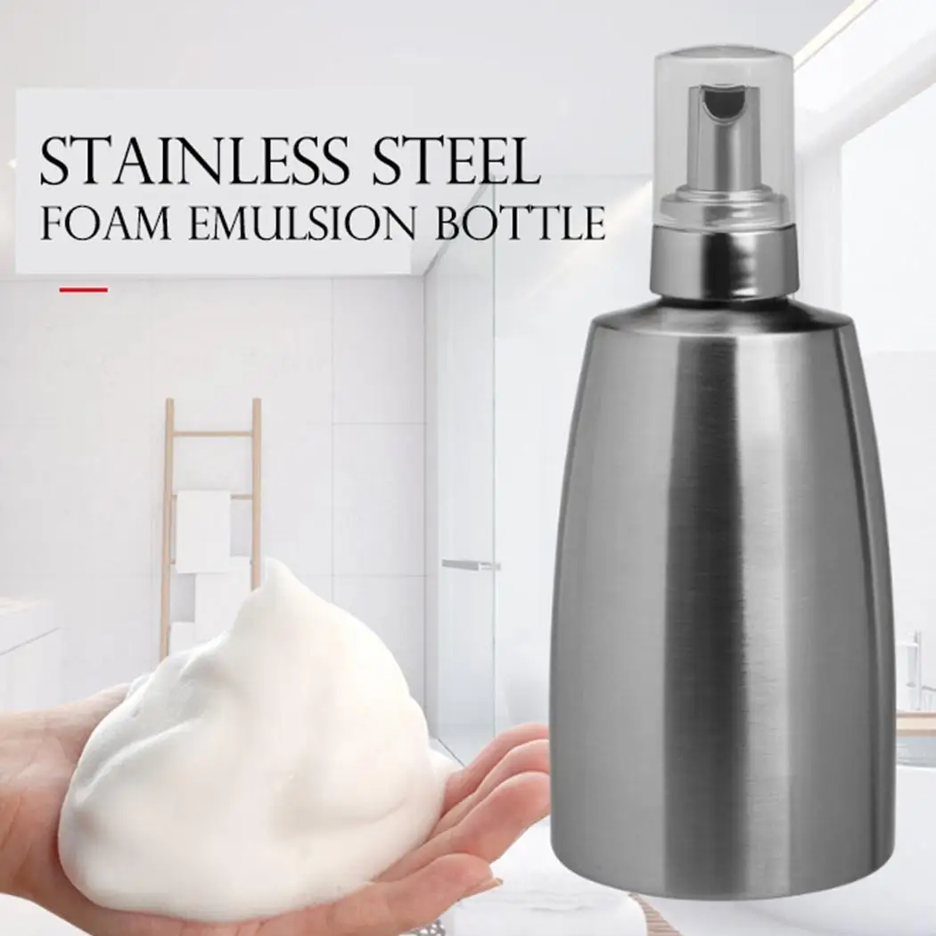 

Stainless Steel Foam Dispenser Pump Lotion Home 400ml Bottle Bathroom Silver Soap Dispenser