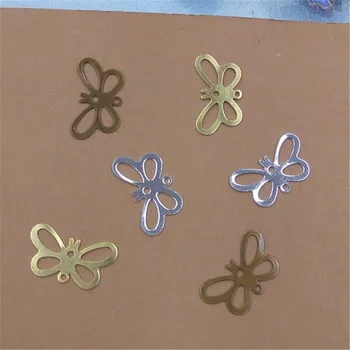 

500 PCS 7mm*13mm Raw Brass Silver Color Antique Bronze Plated Butterfly Slice Charm Filigree Connectors For Jewelry Making