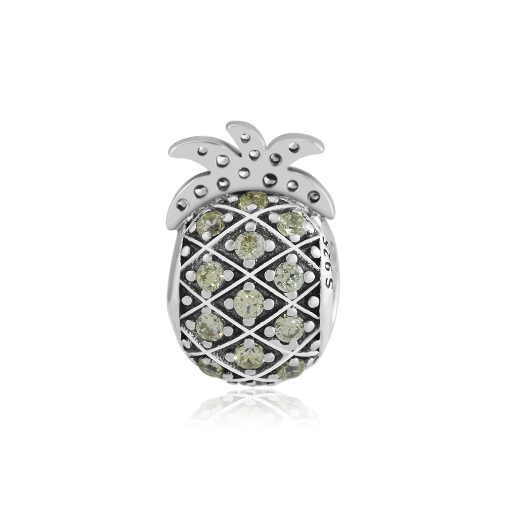Comprar CKK encantos 925 Plata de Ley 4,5 cuentas de Metal con agujero de piña brillante para hacer joyas para mujer accesorios perles