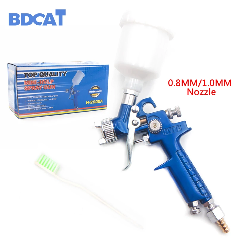 

BDCAT 0.8mm/1.0mm Nozzle H-2000 Professional HVLP Spray Gun Mini Air Paint Spray Guns Airbrush For Painting Car Aerograph