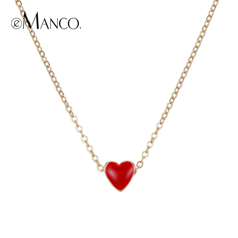 e-Manco Red Heart Necklace for Women New Arrival Romantic Statement Necklaces Enamel Fashion Jewelry Women Accessories