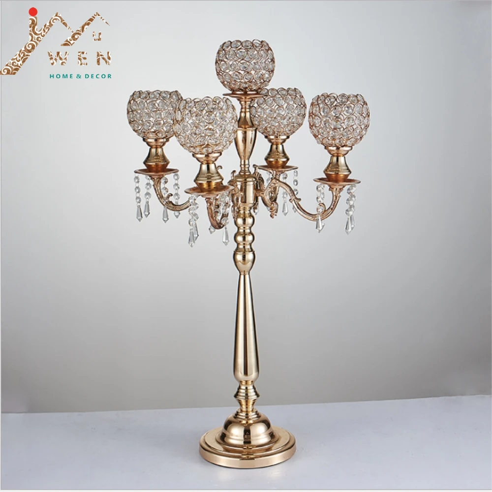 

Crystal Candelabras 85 CM Height 5-Arms Candle Holders Pendants Wedding Centerpiece Candlestick Home Decoraion10 PCS/ Lot