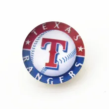 10pcs MLB Texas Rangers Snap buttons Glass 18m Baseball Sports snaps button Diy Snaps Jewelry Bracelet&bangles charms