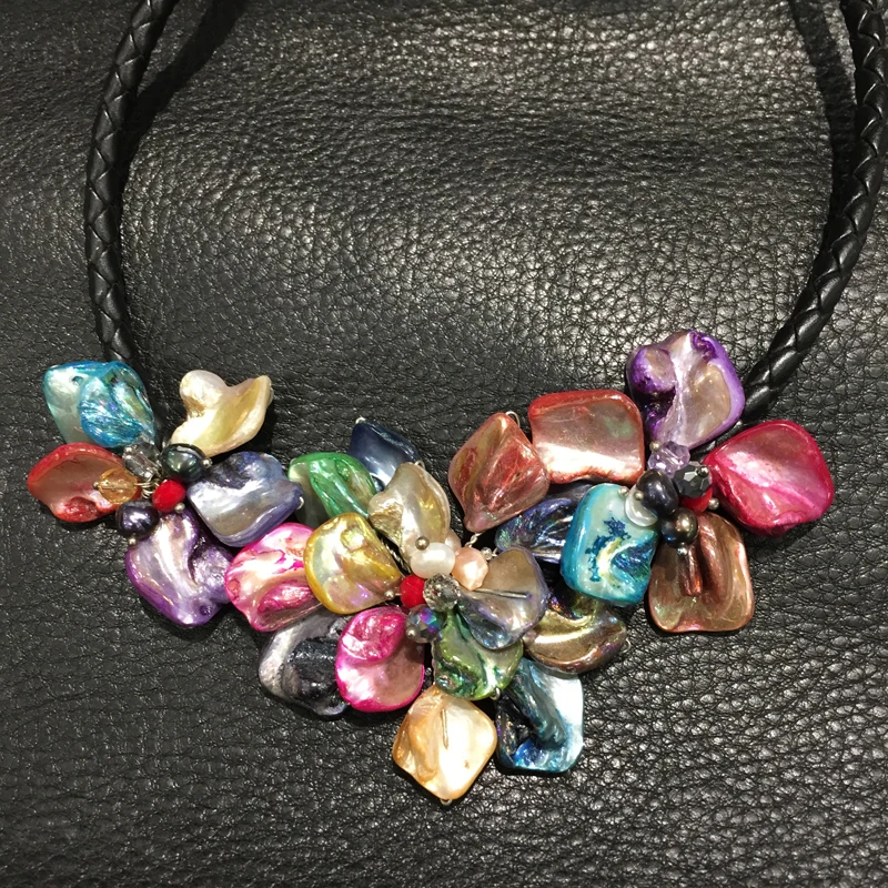 3 flowers necklace Bohemia Natural shell flower necklace multi color