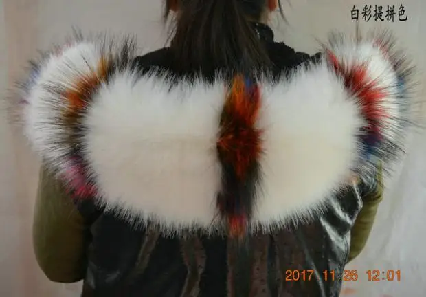 Разноцветная зимняя куртка Паркера с воротником из искусственного меха енота, пальто с меховым воротником, украшение капюшона, меховой воротник на заказ, меховой воротник DIY