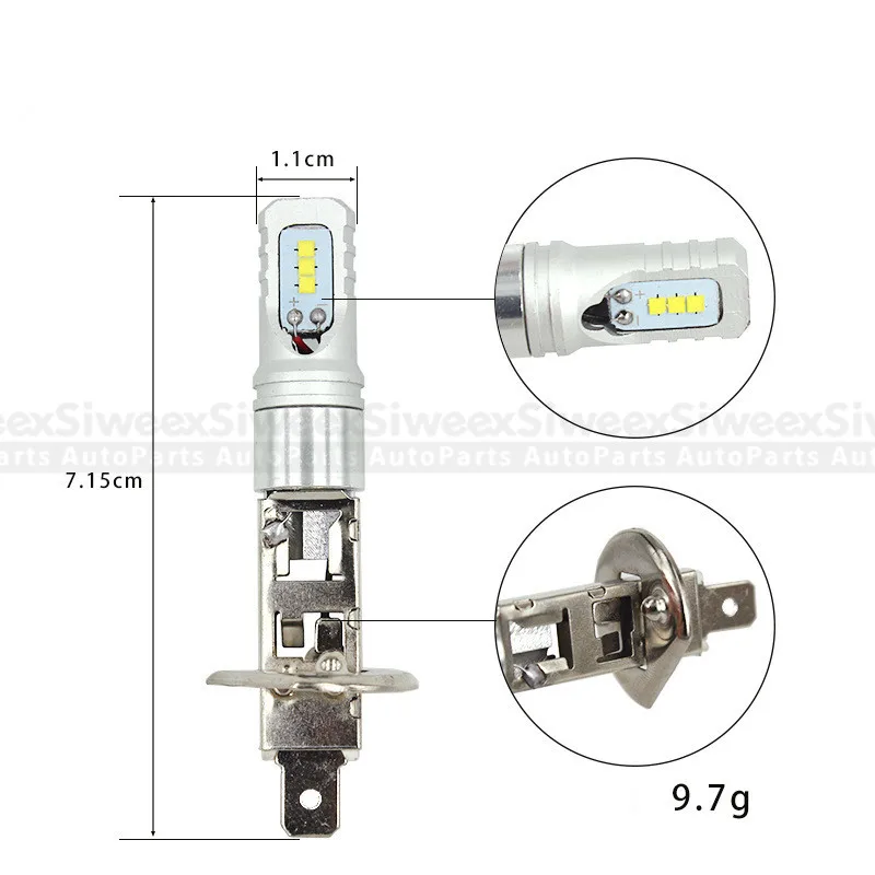 1x H1 H3 Чрезвычайно Яркий CSP Белый Фары высокая производительность автомобиля Светодиодный Противотуманные лампы алюминиевый корпус длительный срок службы 12 в низкий нагрев