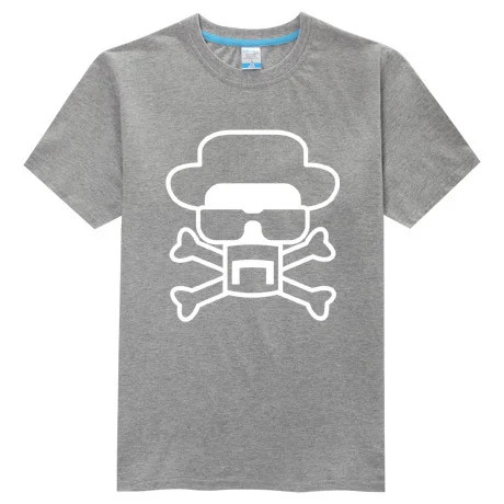 Футболка «heisenberg», футболка «Break Bad », официальная 5 цветов, S-6XL, светящаяся футболка - Цвет: Серый