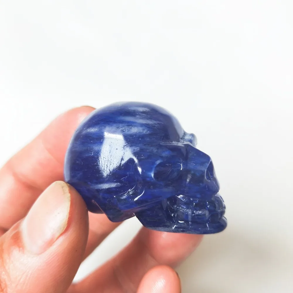 

Natural Blue fused stone skull point healing desk decoration Obsdian Crystal healing