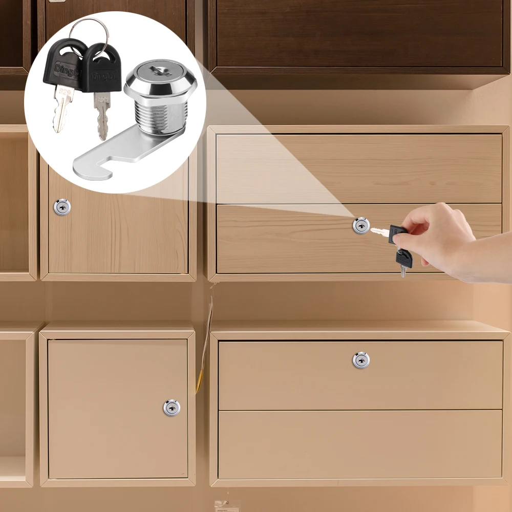 

Rolled Steel Drawer Lock Durable Desk Wardrobe Furniture Cabinet Lock Core with 2 Keys Security Hardware