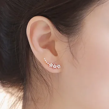 

925 Sterling Silver Crystal Star Stud Earrings for Women Party Gift Brincos Hypoallergenic Sterling-silver-jewelry eh830