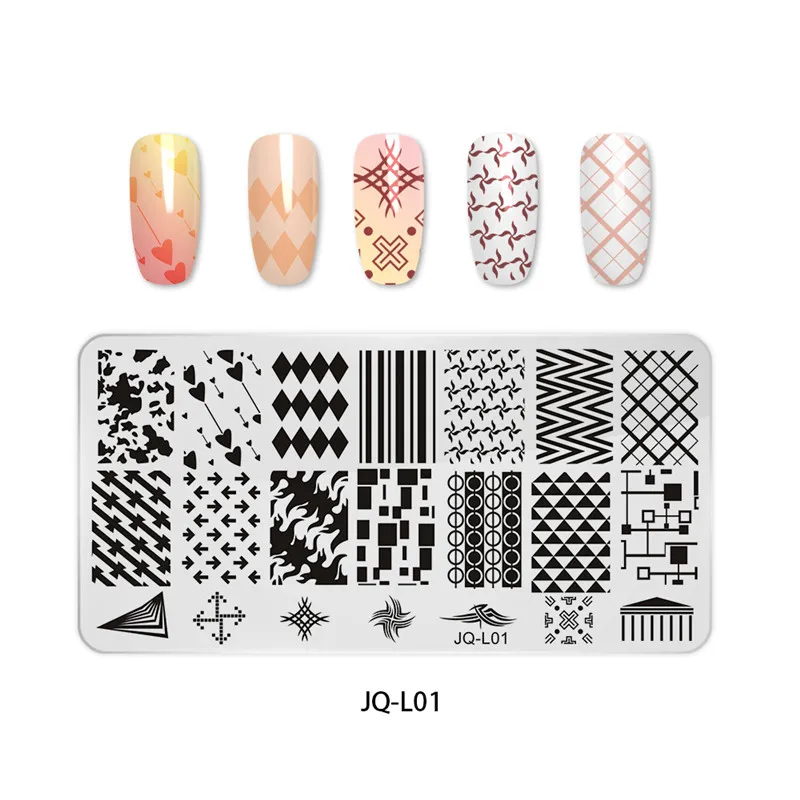 Маникюрная 1 шт., штамповка для ногтей, пластины, кружева, цветок, животный узор, штамповка для дизайна ногтей, штамп, изображение, шаблон, трафарет, инструмент для дизайна ногтей - Цвет: MZWT0219JQL01