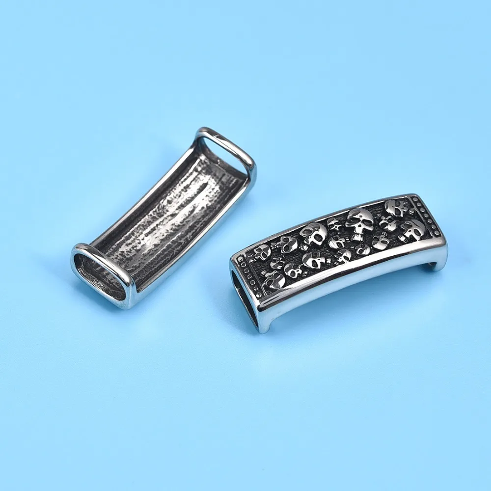 Vintage Stainless Steel Skull Tube Beads Slide Charms Accessory (6)
