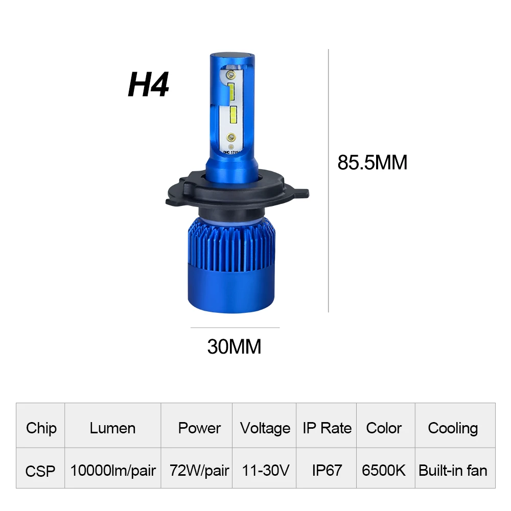 AcooSun H4 Led автомобилей головной светильник H7 светодиодные лампы H1 H8 H9 H11 HB4 HB3 9006 9005 светодиоды с чипом CSP 10000LM 72W фары для 6500K 12V автомобильный светильник Автомобильная противотуманная фара