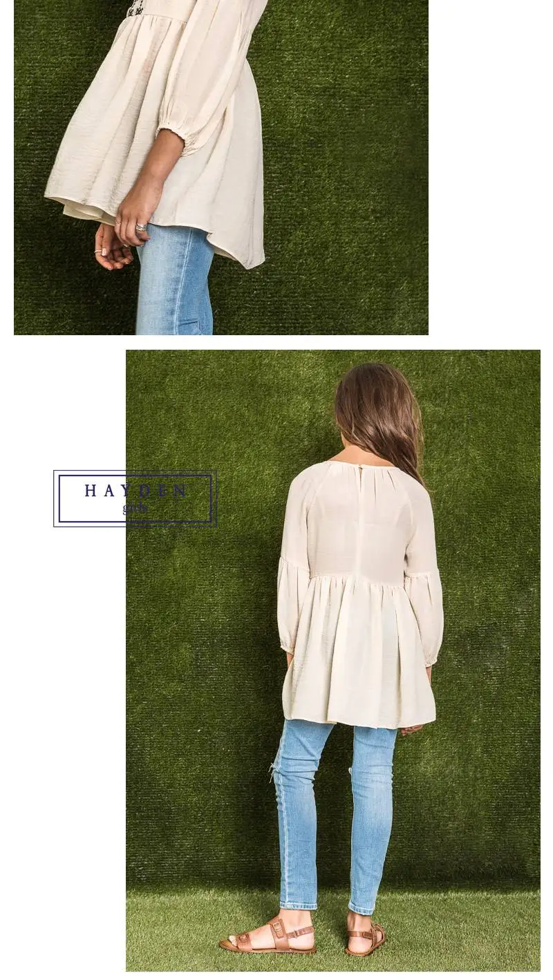 Girls Embroidered Peasant Top G3057-11