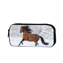 Multifunction Makeup Bag Organizer Womens Small Cosmetic Case Animal Kids Pencil Case Horse Stationery Pencil Bag