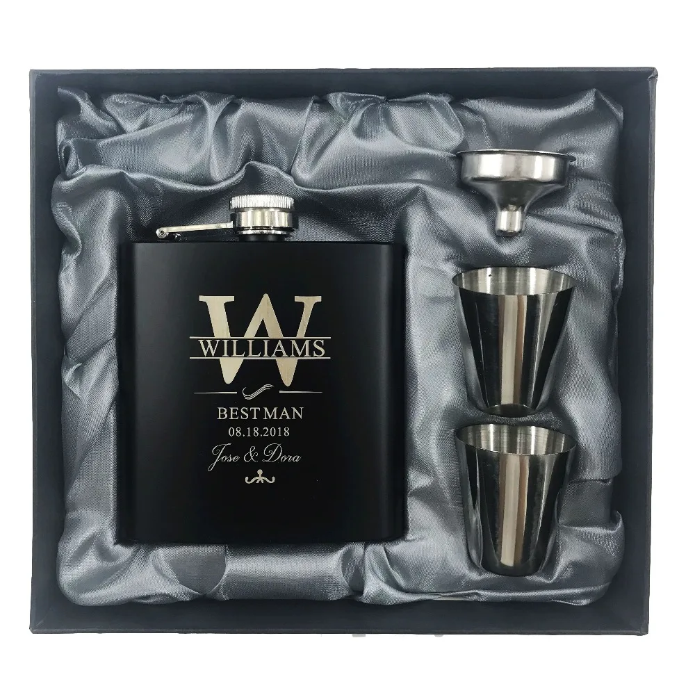 Personalised HF506 Engraved Father of the Groom 6oz Hip Flask with Gift Box 