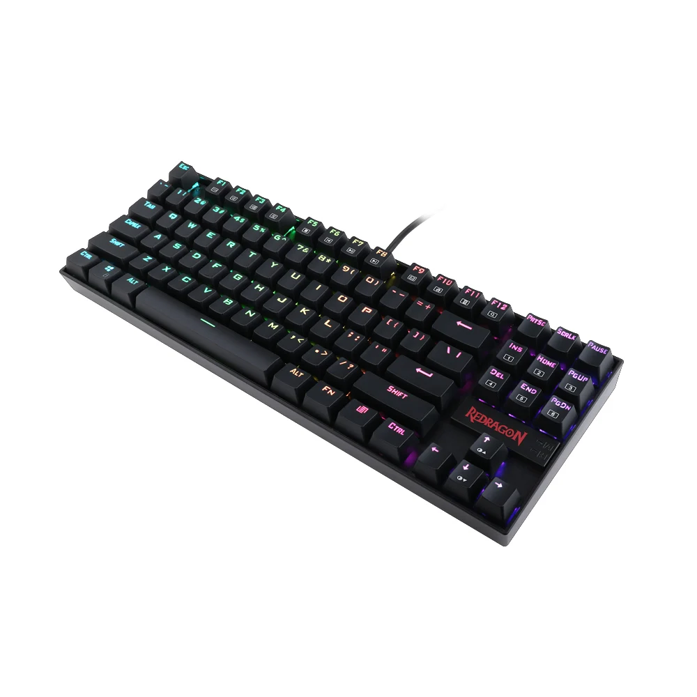 Механическая клавиатура Redragon kumara без ключа, металлическая пластина с RGB подсветкой, 87 клавиш, синий переключатель, Игровая клавиатура K552 KUMARA