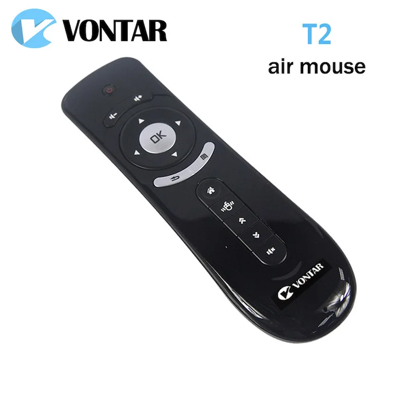 VONTAR гироскоп Мини Fly Air Mouse T2 2,4G Беспроводная клавиатура Пульт дистанционного управления 3D Чувство движения палка для Android TV Google TV box