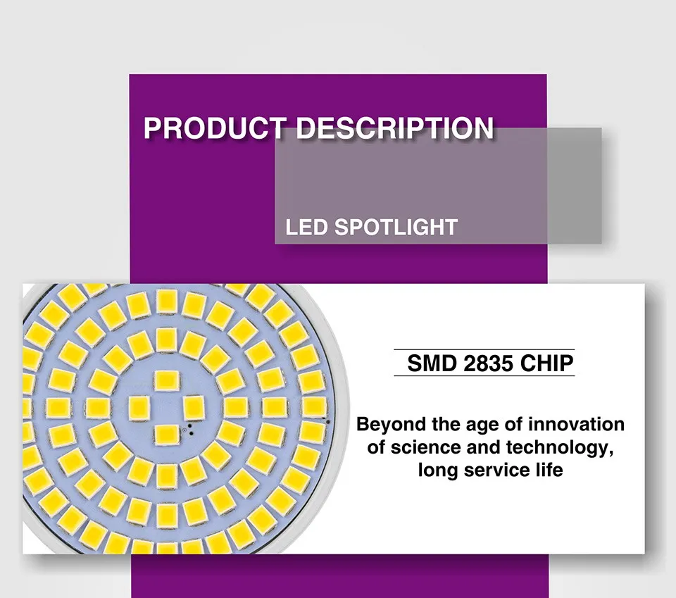 10 шт./лот светодиодный полный спектр прожектора E27 E14 светодиодный внутренняя промышленная лампа лампы GU10 MR16 36 60 80 светодиодный s 220 В лампада SMD2835 Bombillas