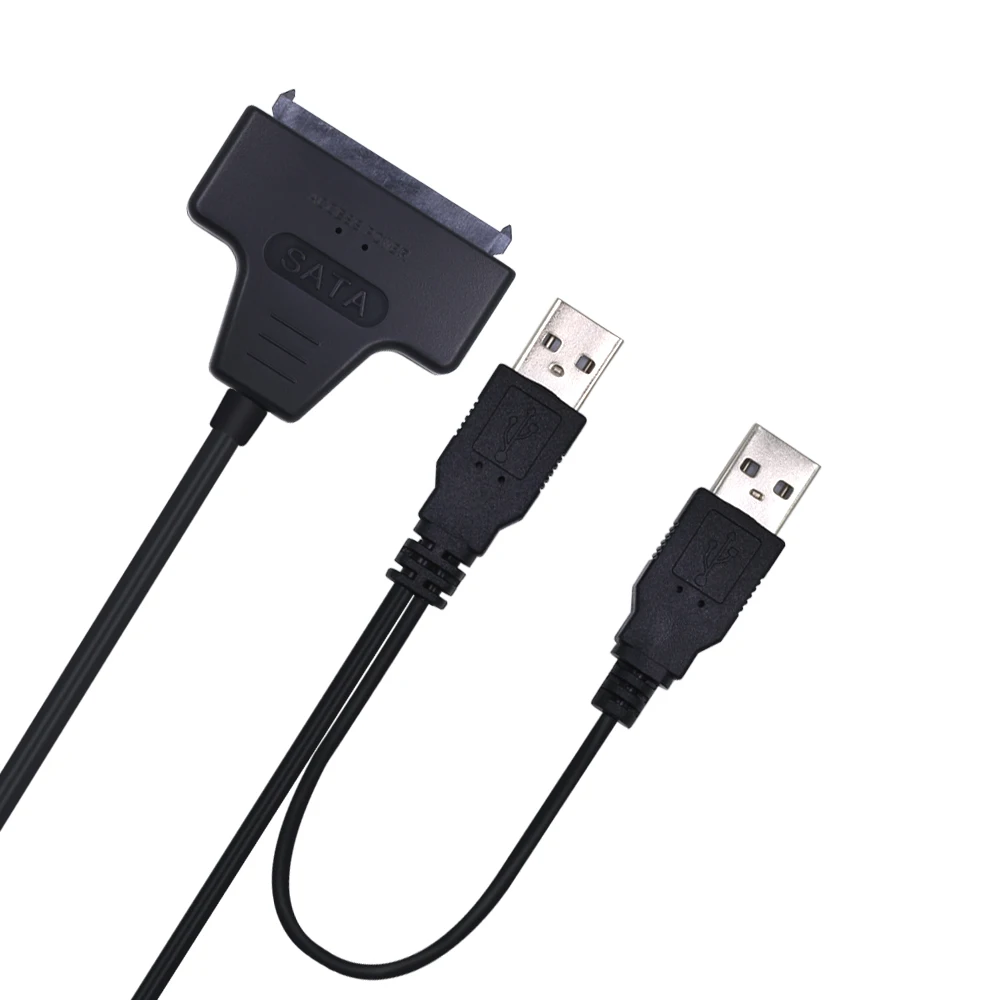 Внешний жесткий диск конвертер USB 2,0 до 22 Pin SATA Кабель-адаптер с дополнительным USB кабелем питания для 2,5 дюймов SATA ноутбука HDD SSD
